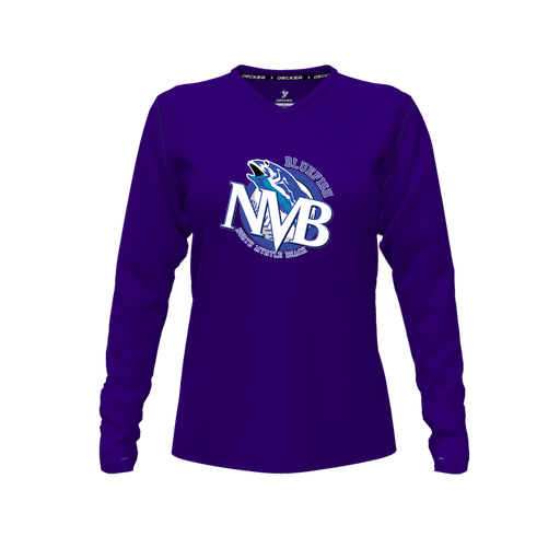 [CUS-DFW-TEES-CMF-VNK-LSL-PUR-FYXS-LOGO1] Decker Comfort T-Shirt (Female Youth XS, Purple, V Neck, Logo 1, Long Sleeve)
