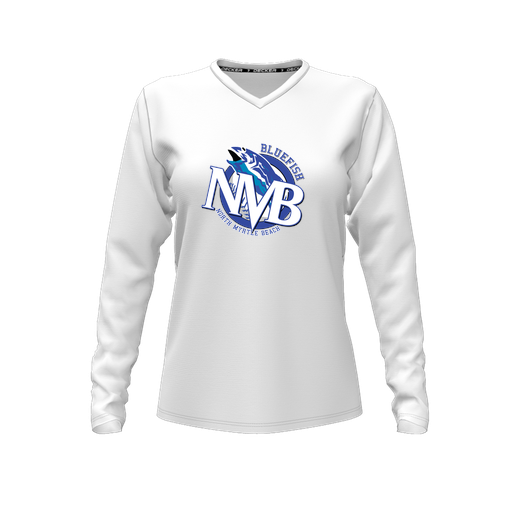 [FTLVPTWH-FYXS-LOGO1] Decker Performance T-Shirt (Female Youth XS, White, V Neck, Logo 1, Long Sleeve)