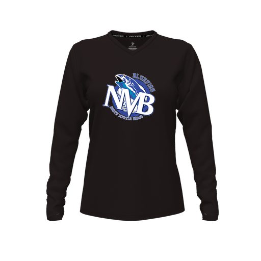 [CUS-DFW-TEES-PER-VNK-LSL-BLK-FYXS-LOGO1] Performance T-Shirt (Female Youth XS, Black, V Neck, Logo 1, Long Sleeve)