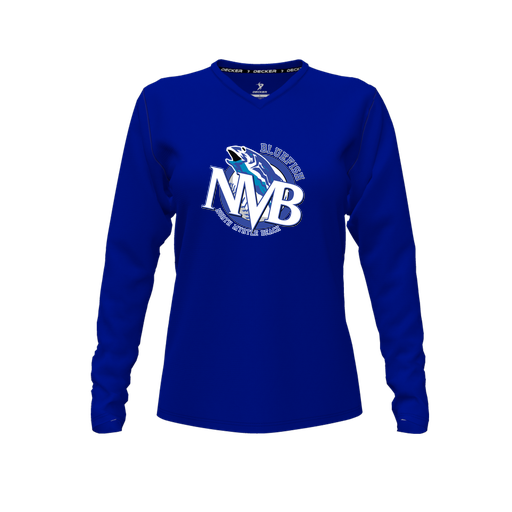 [FTLVPTRY-FYXS-LOGO1] Decker Performance T-Shirt (Female Youth XS, Royal, V Neck, Logo 1, Long Sleeve)