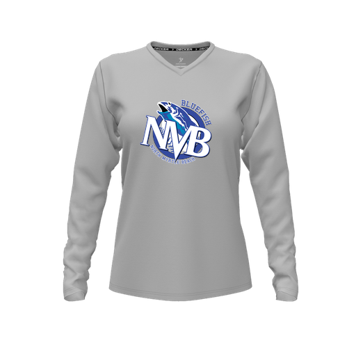 [CUS-DFW-TEES-PER-VNK-LSL-GRY-FYXS-LOGO1] Performance T-Shirt (Female Youth XS, Gray, V Neck, Logo 1, Long Sleeve)