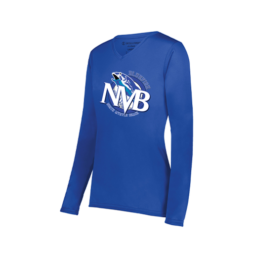 [222824.060.S-LOGO1] Ladies LS Smooth Sport Shirt (Female Adult S, Royal, Logo 1)